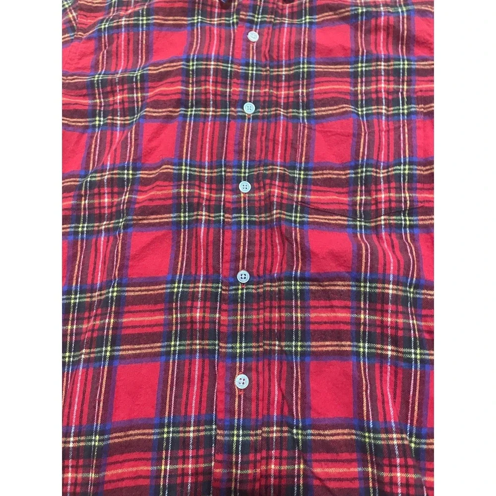 L.L.Bean Flannel Shirt Mens 15.5 34 Red Plaid Made In Canada Cotton
